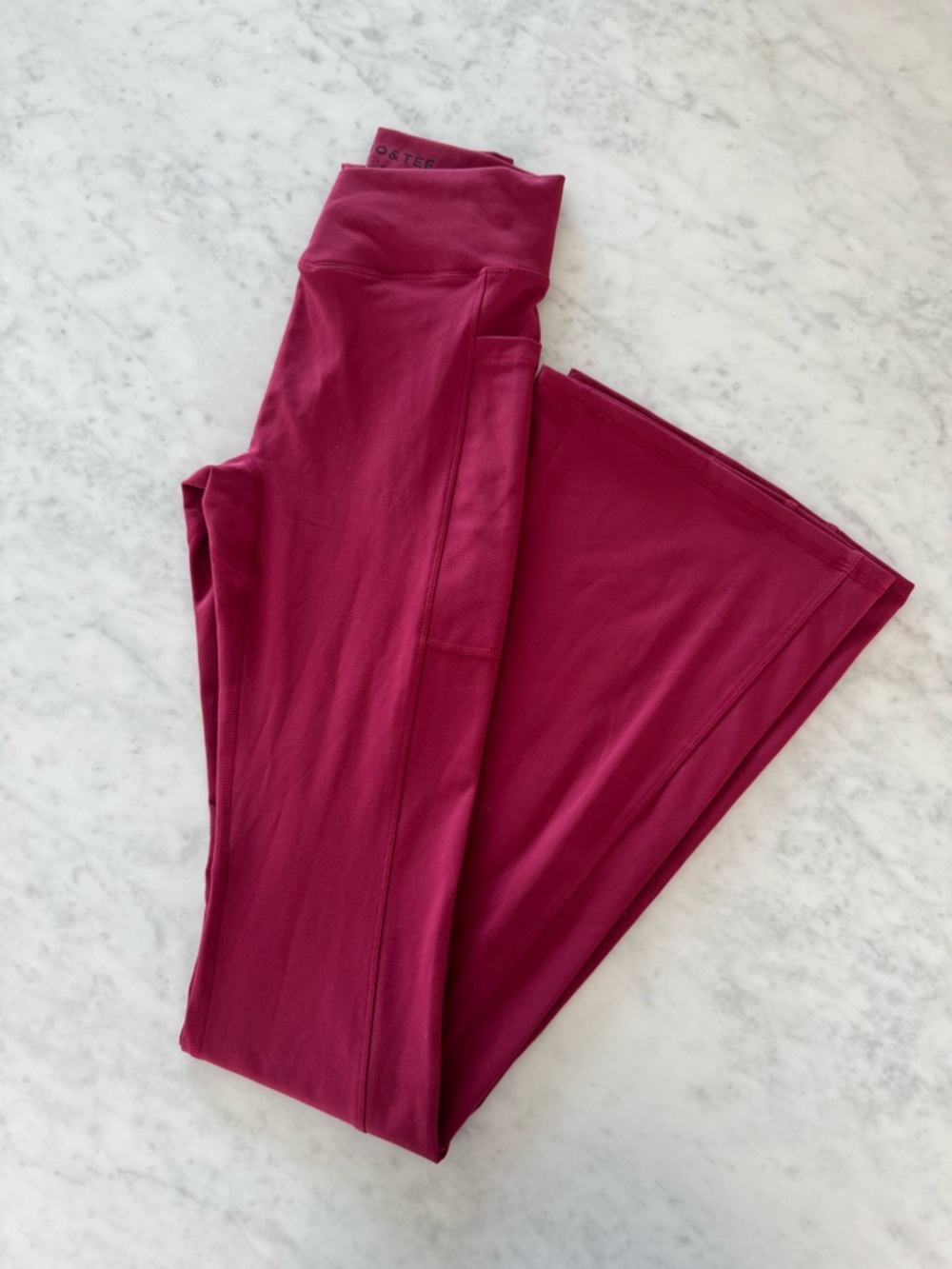 bo&tee burgundy flare leggings